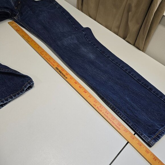 Levis 505 Jeans Mens 34x32 Blue Regular Straight Fit Workwear Cowboy Denim - Picture 11 of 13